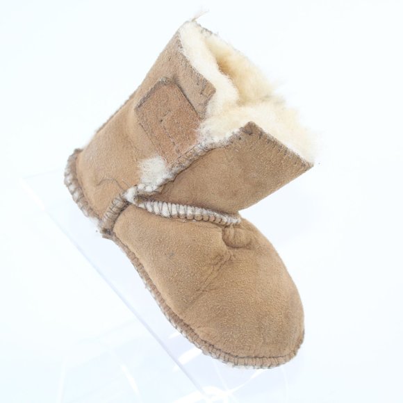 Minnetonka Other - Minnetonka Moccasins Shearling Brown Suede Baby Toddler Slippers Shoes #128